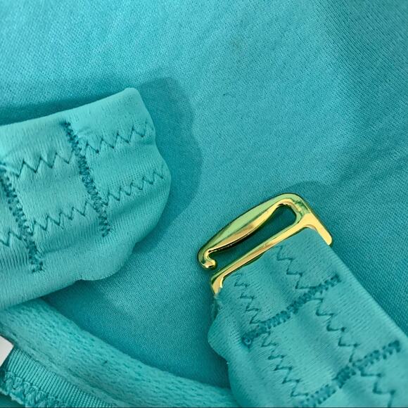 Victoria's Secret Strapless Bikini Top Mint Green Scalloped  32A Coquett Ruched - Picture 5 of 8